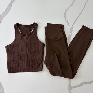 Lululemon Java Brown Tank and Leggings Set 4